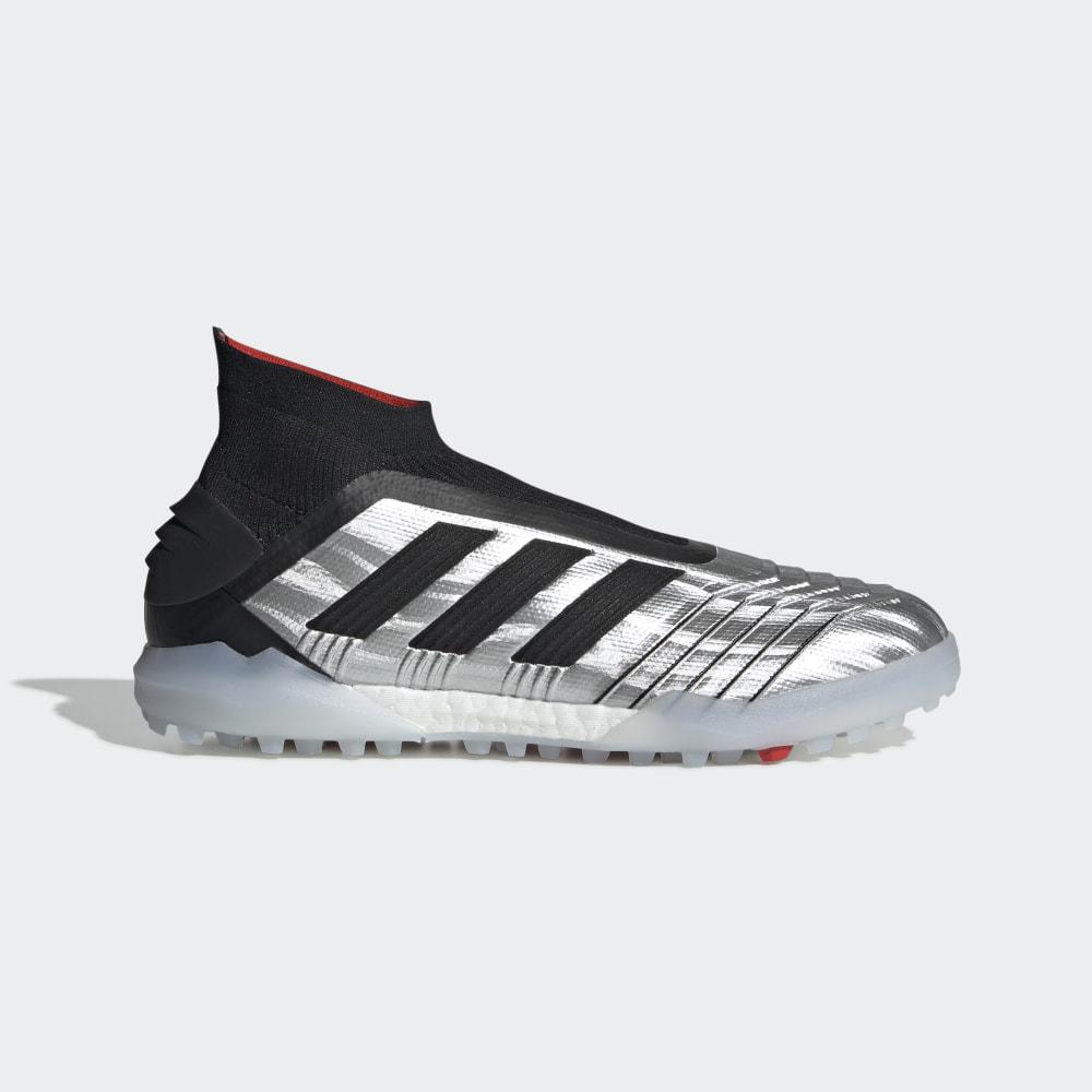 Adidasi Fotbal Adidas Predator TAN 19+ Turf Dama Romania - Argintii Metal/Negrii/Rosii F35624